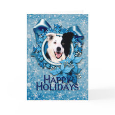 Christmas - Blue Snowflakes - Border Collie card
