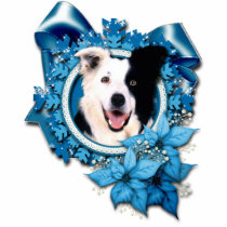 Christmas - Blue Snowflakes - Border Collie Cut Out