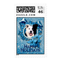 Christmas - Blue Snowflakes - Border Collie Postage Stamps