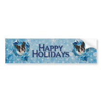 Christmas - Blue Snowflakes - Boston Terrier Bumper Sticker