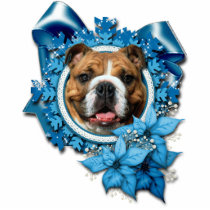 Christmas - Blue Snowflakes - Bulldog Photo Sculpture