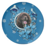 Christmas - Blue Snowflakes - Cocker Spaniel Plate