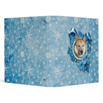Christmas - Blue Snowflakes - Siberian Husky 3 Ring Binders