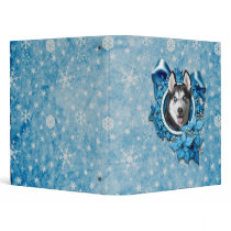 Christmas - Blue Snowflakes - Siberian Husky Binders