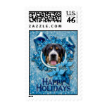 Christmas - Blue Snowflakes - Swiss Mountain Dog postage