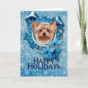 Christmas - Blue Snowflakes - Yorkshire Terrier Cards