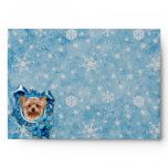 Christmas - Blue Snowflakes - Yorkshire Terrier Envelope