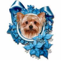 Christmas - Blue Snowflakes - Yorkshire Terrier Photo Cutout