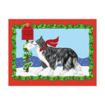 Christmas Border Collie Mail postcards by DanesRUs Christmas Border Collie Mail postcards