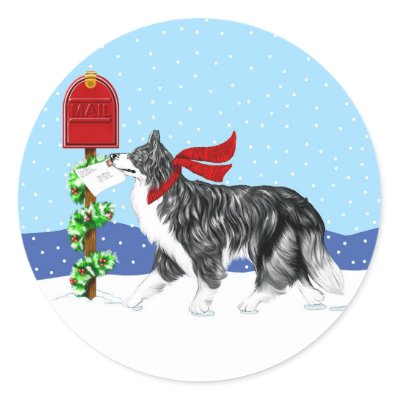 Christmas Border Collie Mail Stickers
