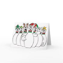 Christmas Bowling Pins Greeting Cards