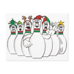 Christmas Bowling Pins postcards