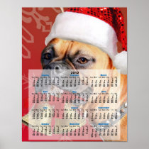 Christmas Boxer dog 2012 calendar poster