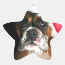 Christmas Boxer Dog Star Sticker