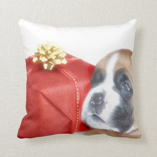 boxer christmas pillow