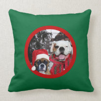 Christmas Boxer dogs Throw Pillow