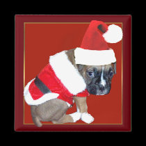 Christmas boxer puppy magnet