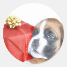 Christmas Boxer puppy stickers