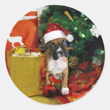 Christmas boxer puppy stickers