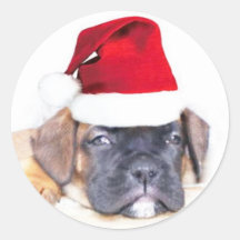 Christmas boxer puppy stickers