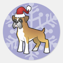 Christmas Boxer Round Sticker