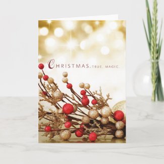 christmas branch with bulbs holiday card card