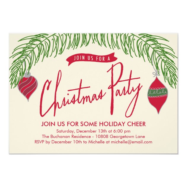 Christmas Branches Christmas Party Invitation (front side)