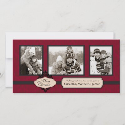 Christmas Brocade Red Photo Card