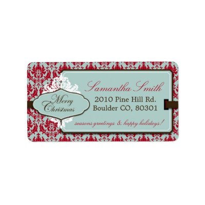 Christmas Brocade Retro Address Label