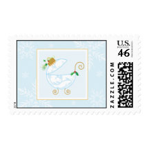 Christmas Bulb Baby Carriage Postage Stamp
