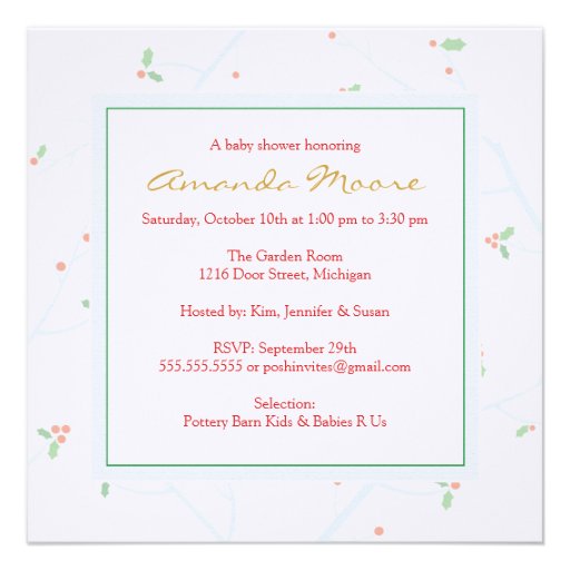 Christmas Bulb Baby Carriage Shower Invitation