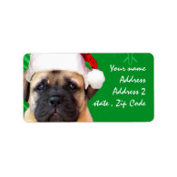 Christmas bullmastiff puppy custom address label