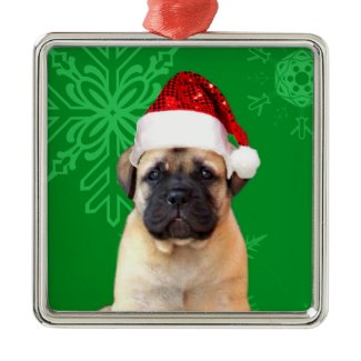 Christmas bullmastiff puppy ornament