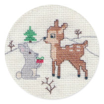 Christmas Bunny and Fawn Sticker