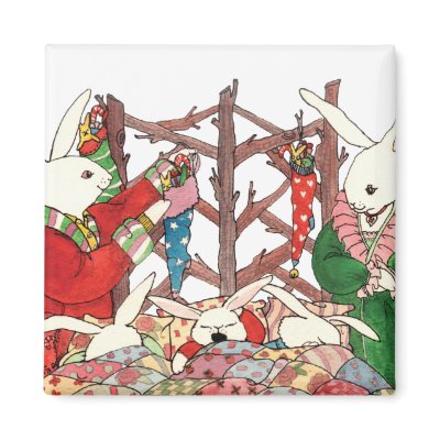 Christmas Bunny Family Refrigerator Magnets by cutechristmas