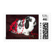 Christmas Bunny, Hoppy Holidays! postage stamp stamps