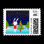 Christmas Bunny Postage Stamps