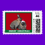 Christmas Bunny Rabbits Santa Hat Red stamps