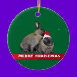 Christmas Bunny Rabbits with Santa Hat New Year ornaments