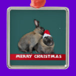 Christmas Bunny Rabbits with Santa Hat New Year ornaments