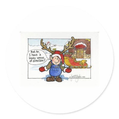 Christmas "But Sir" Cartoon No. 2 Round Sticker by scottlhendrie