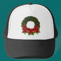 Christmas Butterfly Poinsettia Wreath Cap hats