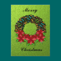 Christmas Butterfly Poinsettia Wreath Post Card postcards