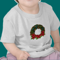 Christmas Butterfly Poinsettia Wreath T Shirt t-shirts