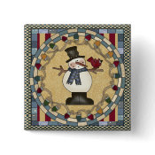Christmas Button - Snowman And Red Bird button