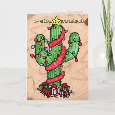 Christmas Cactus Greeting Card by Customizables