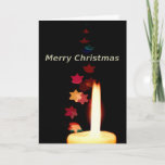 Christmas Candle against Xmas Tree Stars Card
