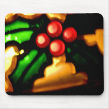 christmas candle light holly mousepad
