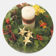 Christmas Candle Round Sticker