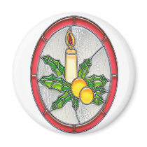 Christmas Candle Stained Glass magnets